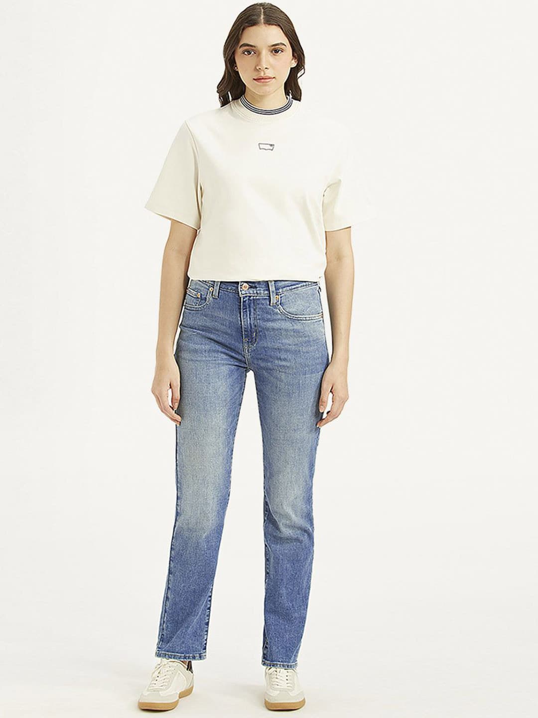 Levis Women's 724 Blue Slim Straight Fit High Rise Jeans