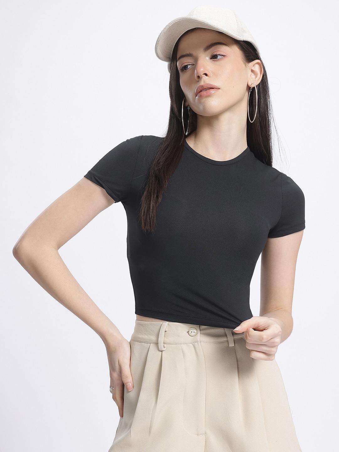 glitchez Textured Crop Top