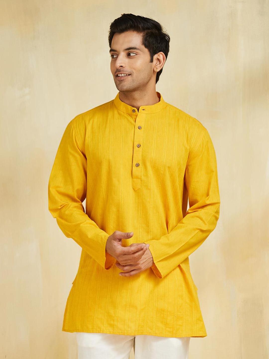 Fabindia Men Striped Daily Cotton Straight Kurtas