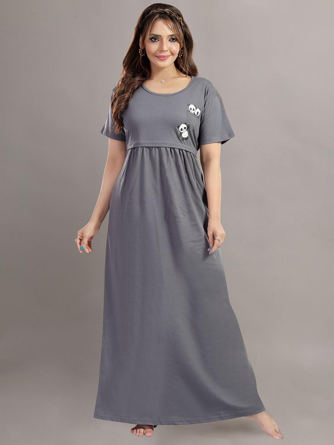 Fabme Pure Cotton Maternity Maxi Nightdress