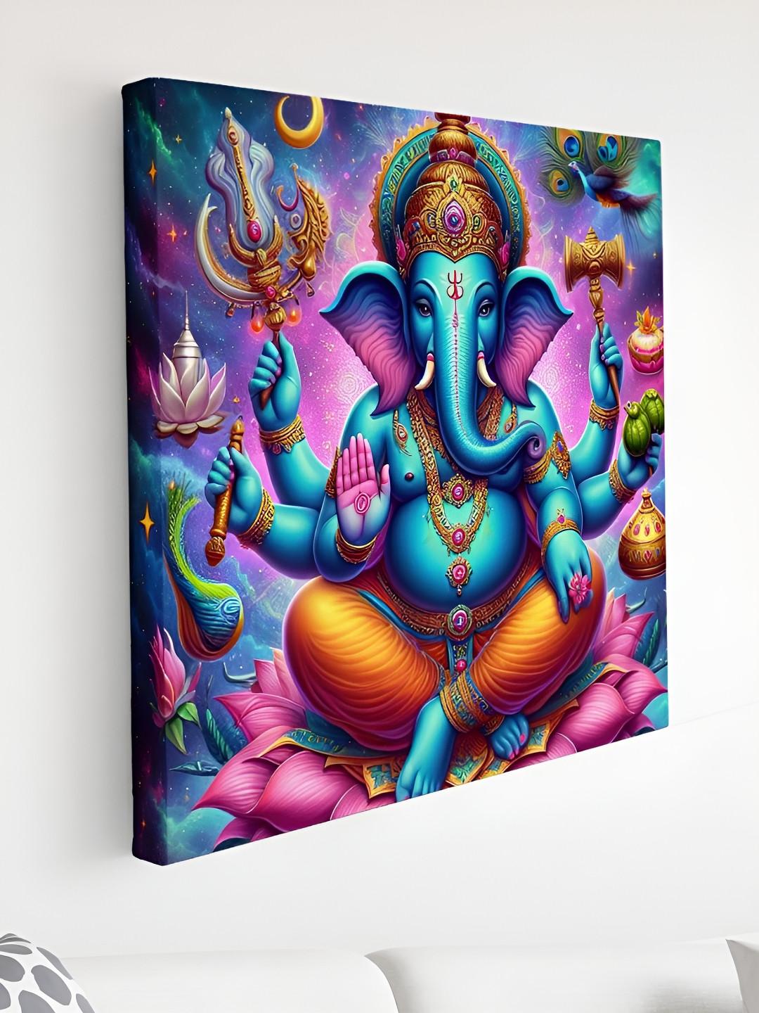 SAF Ganpati Bappa Canvas Wall Square Paintings Wall Art - 30 x 30 In