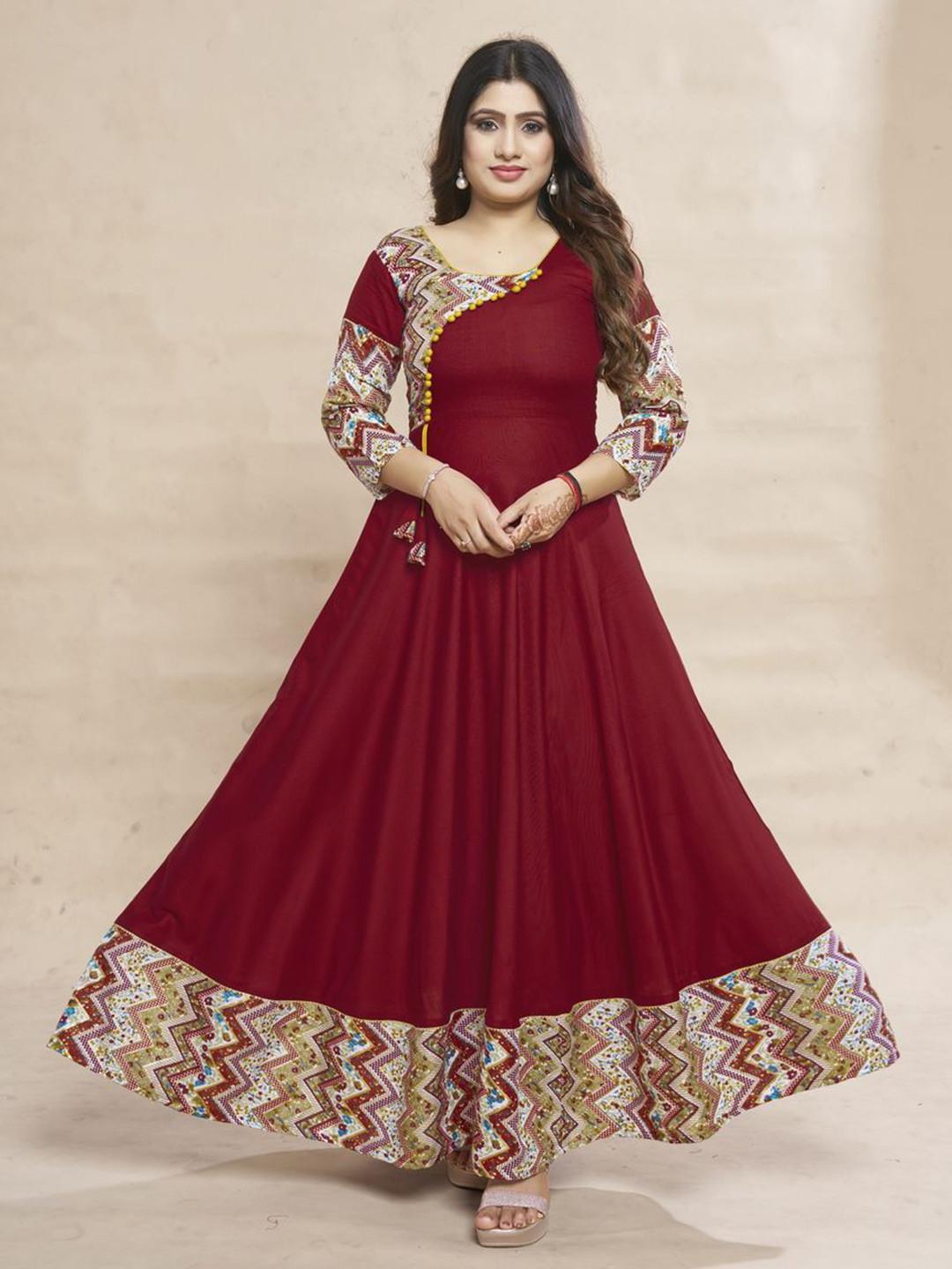 MEESORRA Printed Fit And Flare Ethnic Dresses