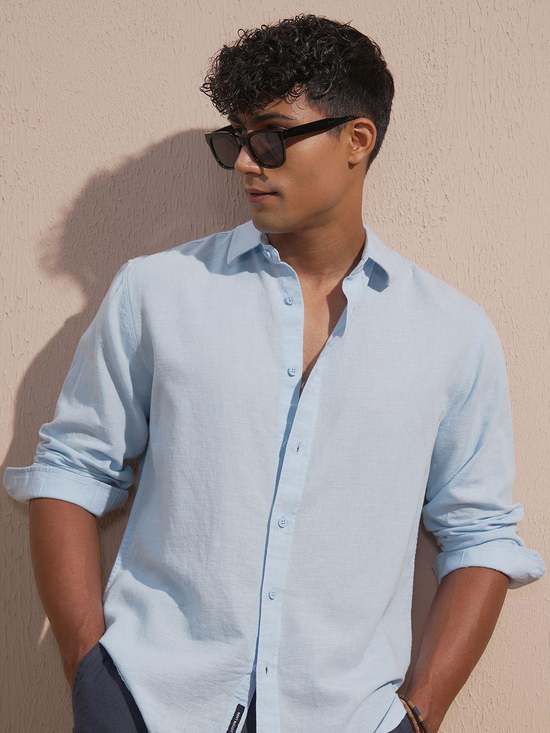 HIGHLANDER Cotton Linen Casual Relaxed Fit Shirt