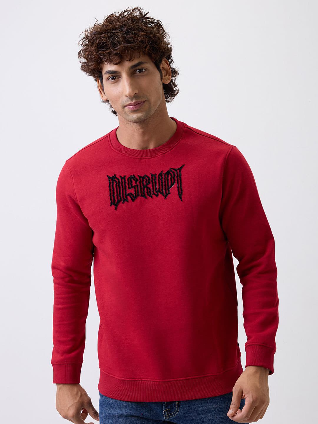 SPYKAR Men Typography Embroidered Round Neck Cotton Pullover Sweatshirt