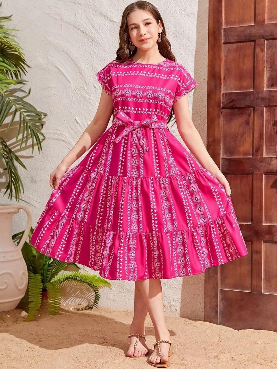 YK Floral Print Fit & Flare Dress