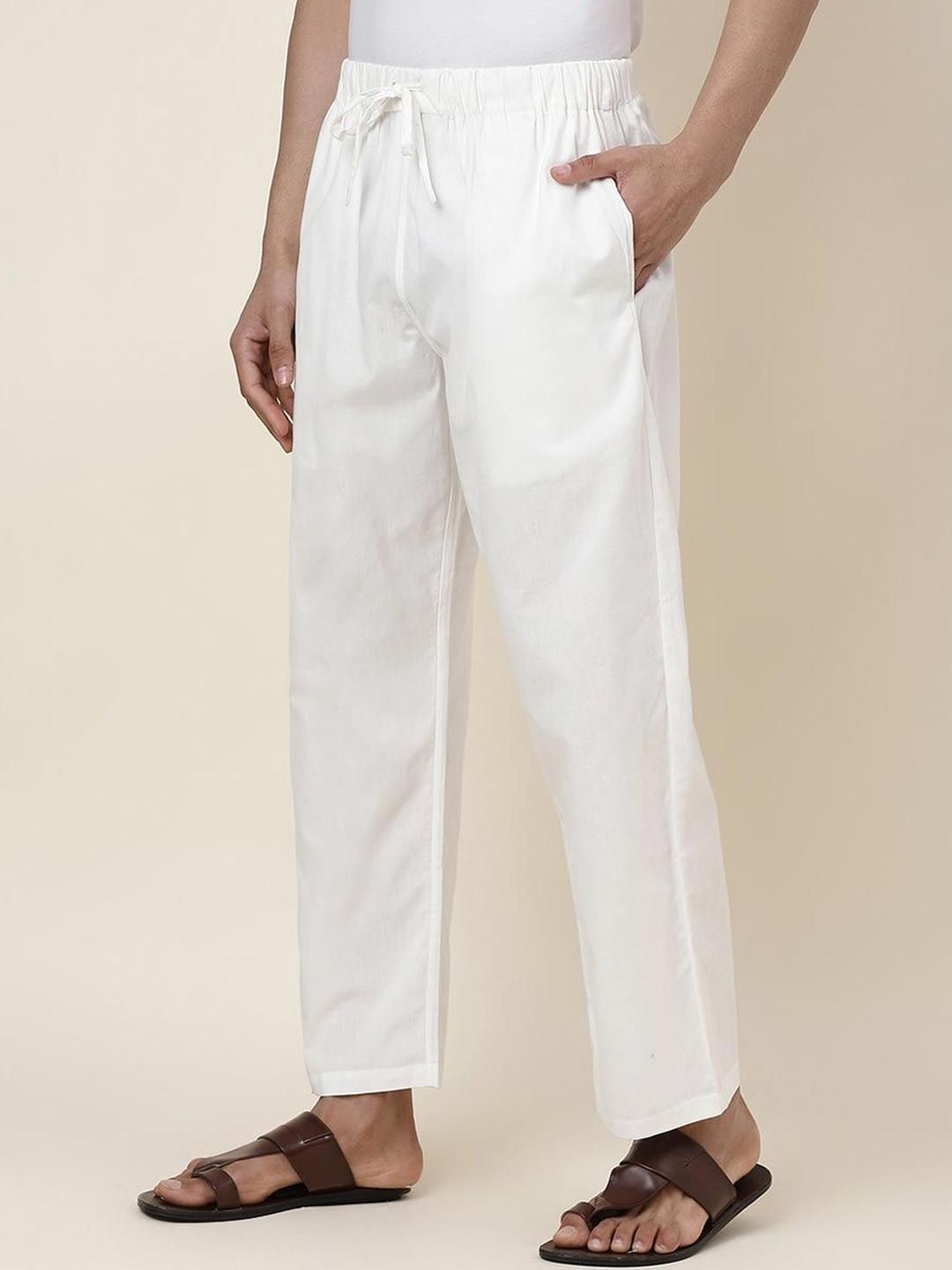 Fabindia Cotton Mid-Rise Straight Leg Elasticated Pyjama
