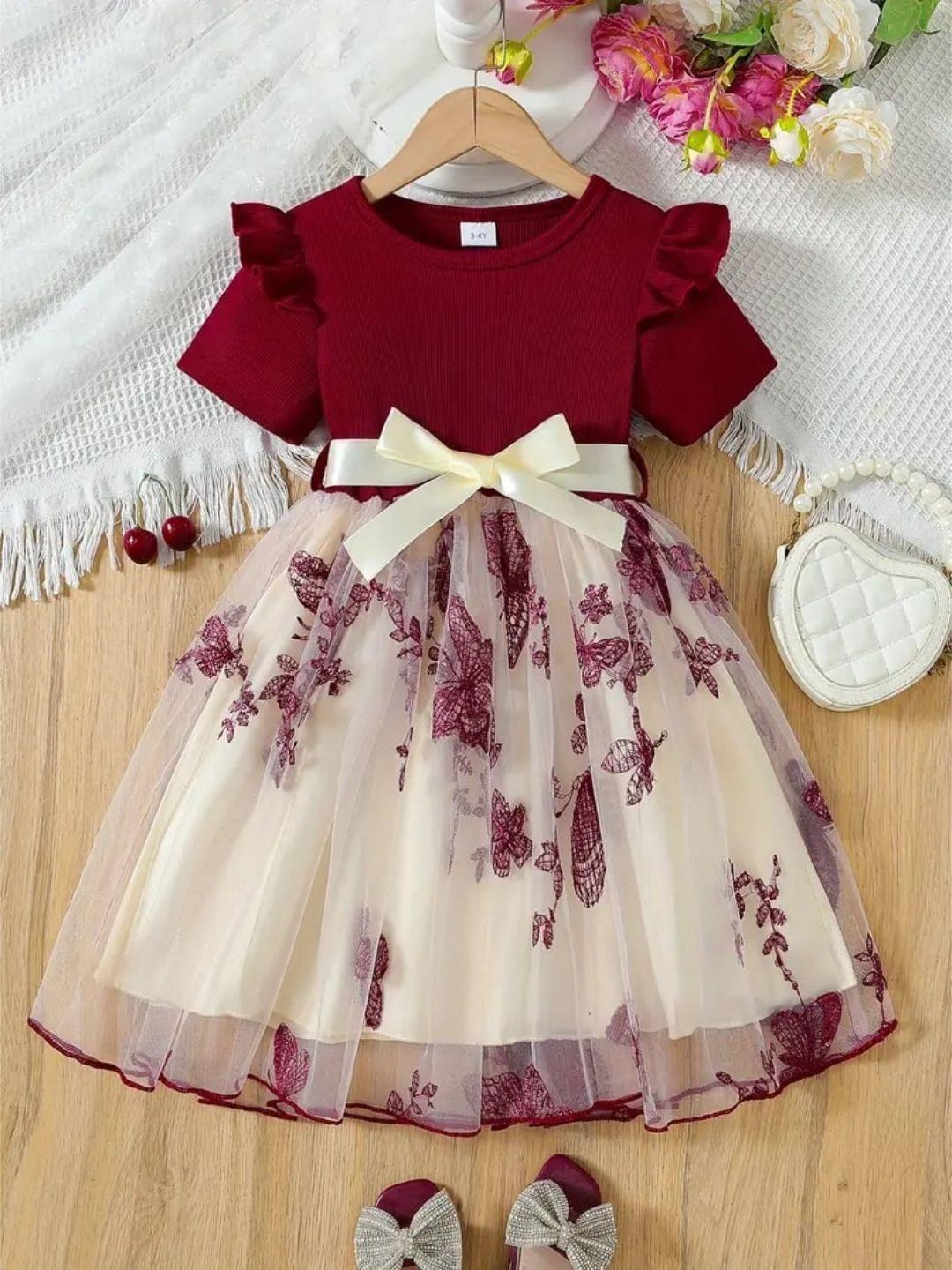 Sangria Embroidered Fit & Flare Dress