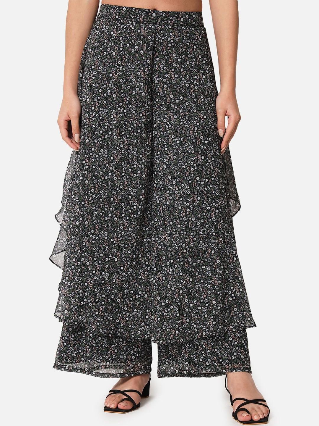 SZN Women Floral Printed Flared Georgette Palazzos
