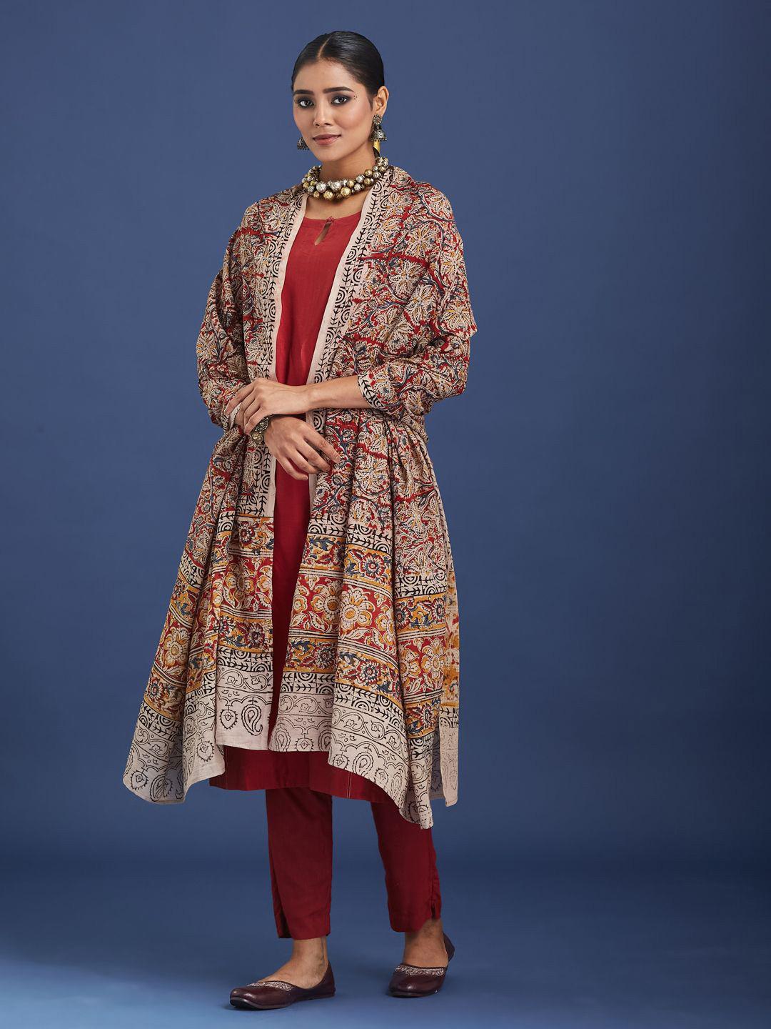 Taavi Kalamkari Hand Block Printed Cotton Dupatta