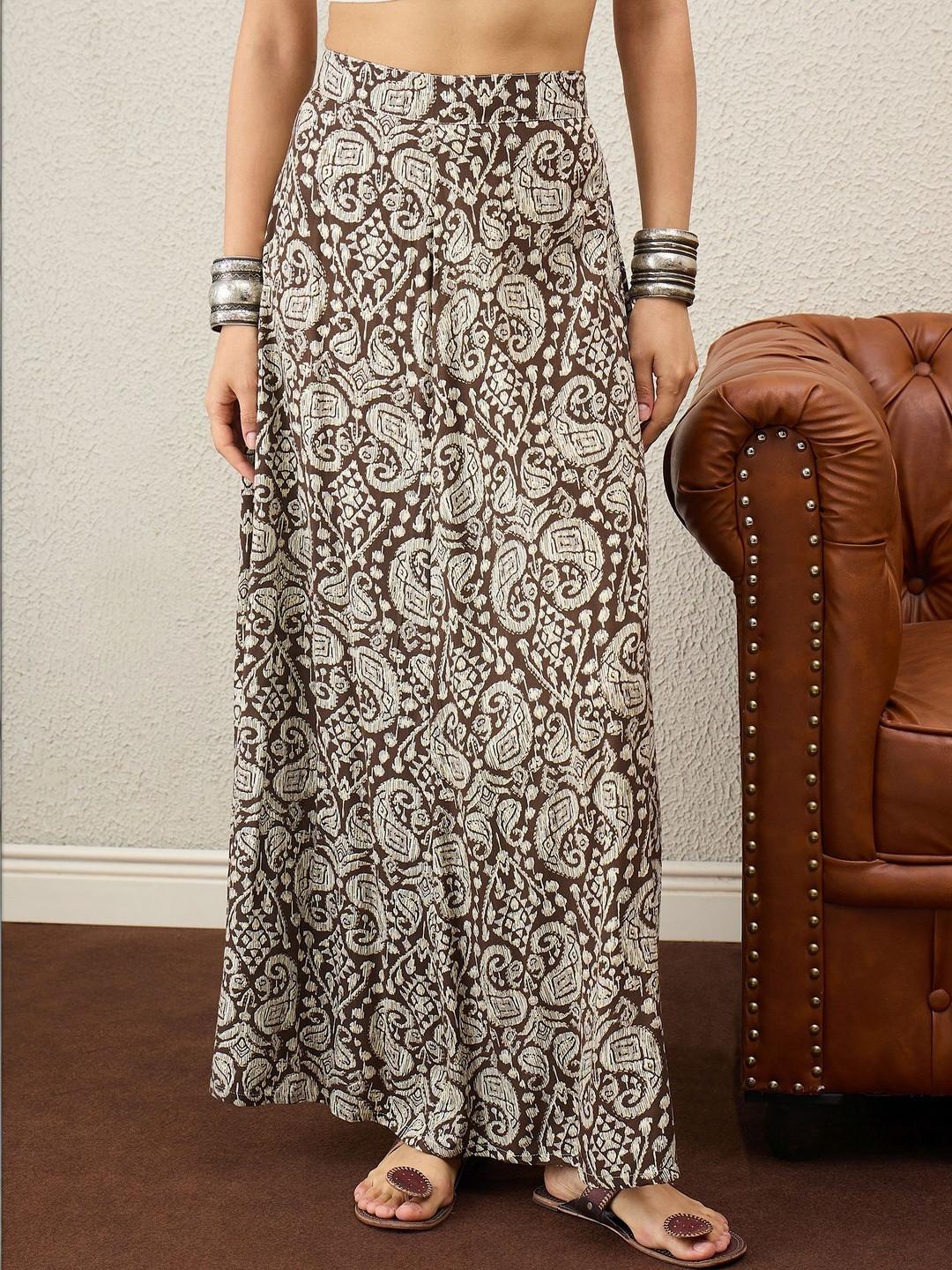 InWeave Paisley Printed Maxi A-Line Skirt