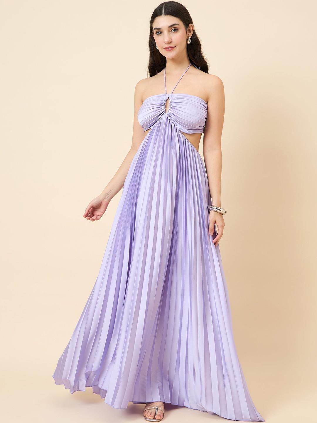aayu Halter Neck Satin Maxi Dress