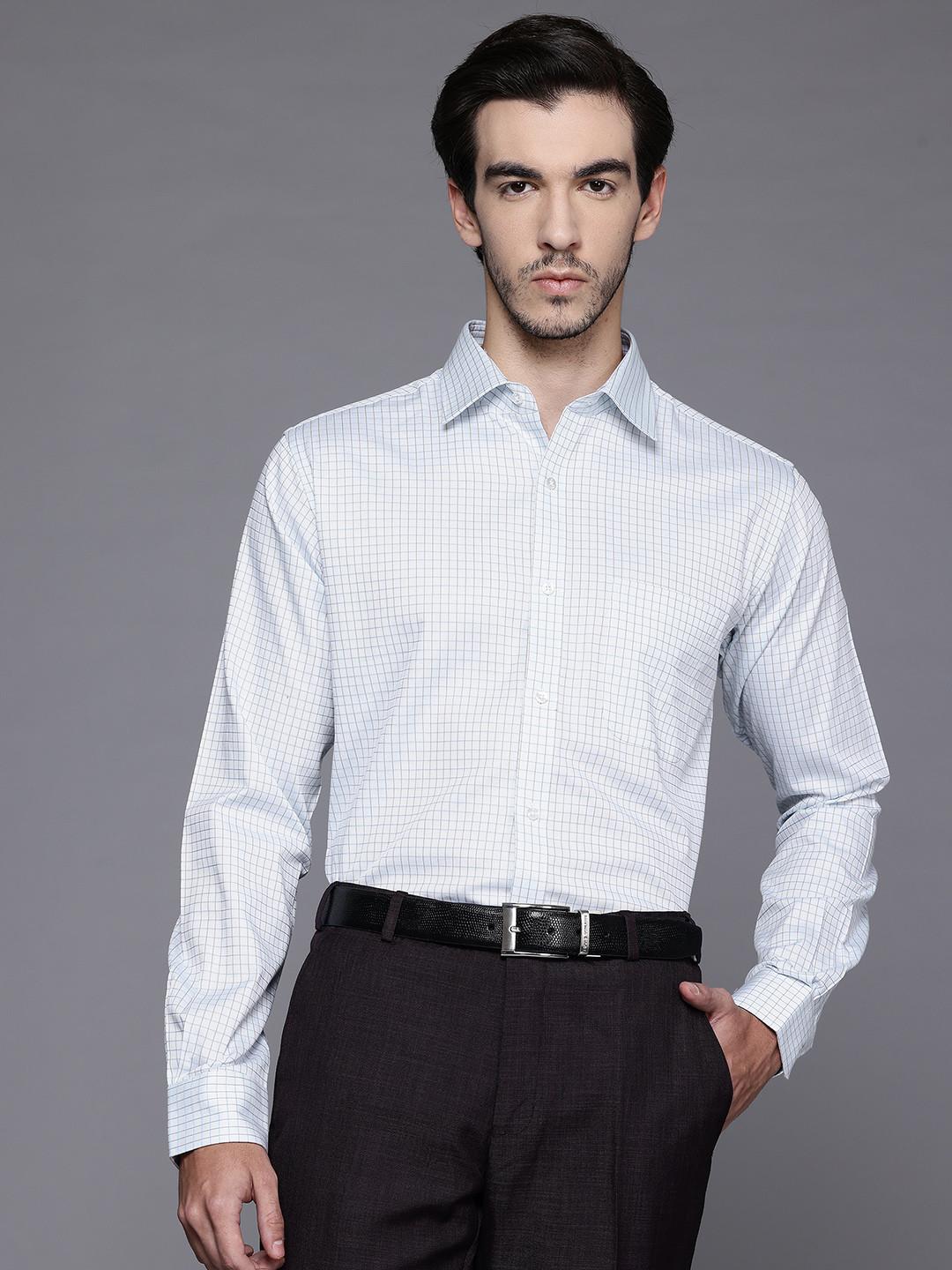 Raymond Pure Cotton Slim Fit Checked Formal Shirt