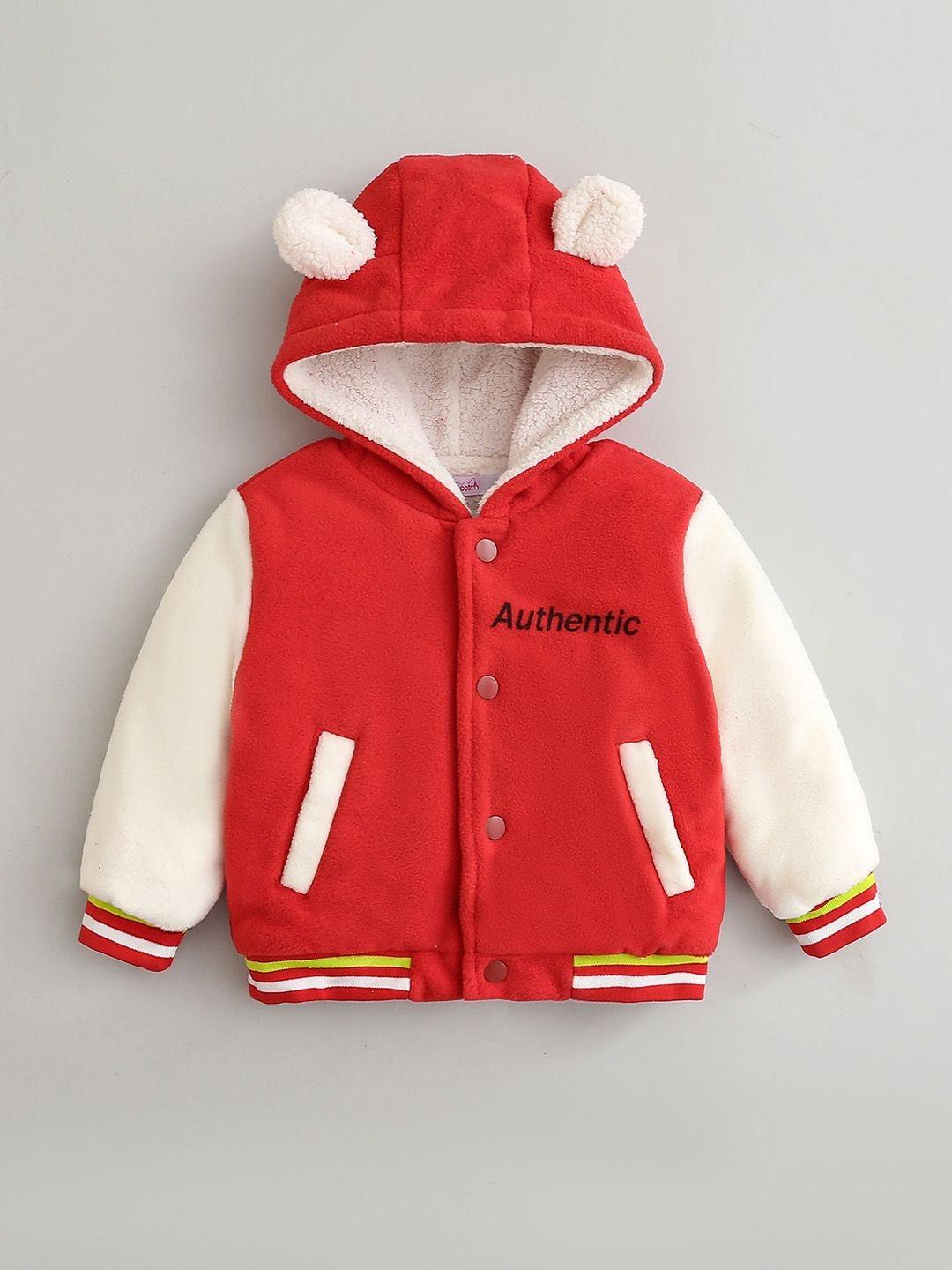 Hopscotch Varsity Ear Faux Fur Trim Typographic Hooded Jacket