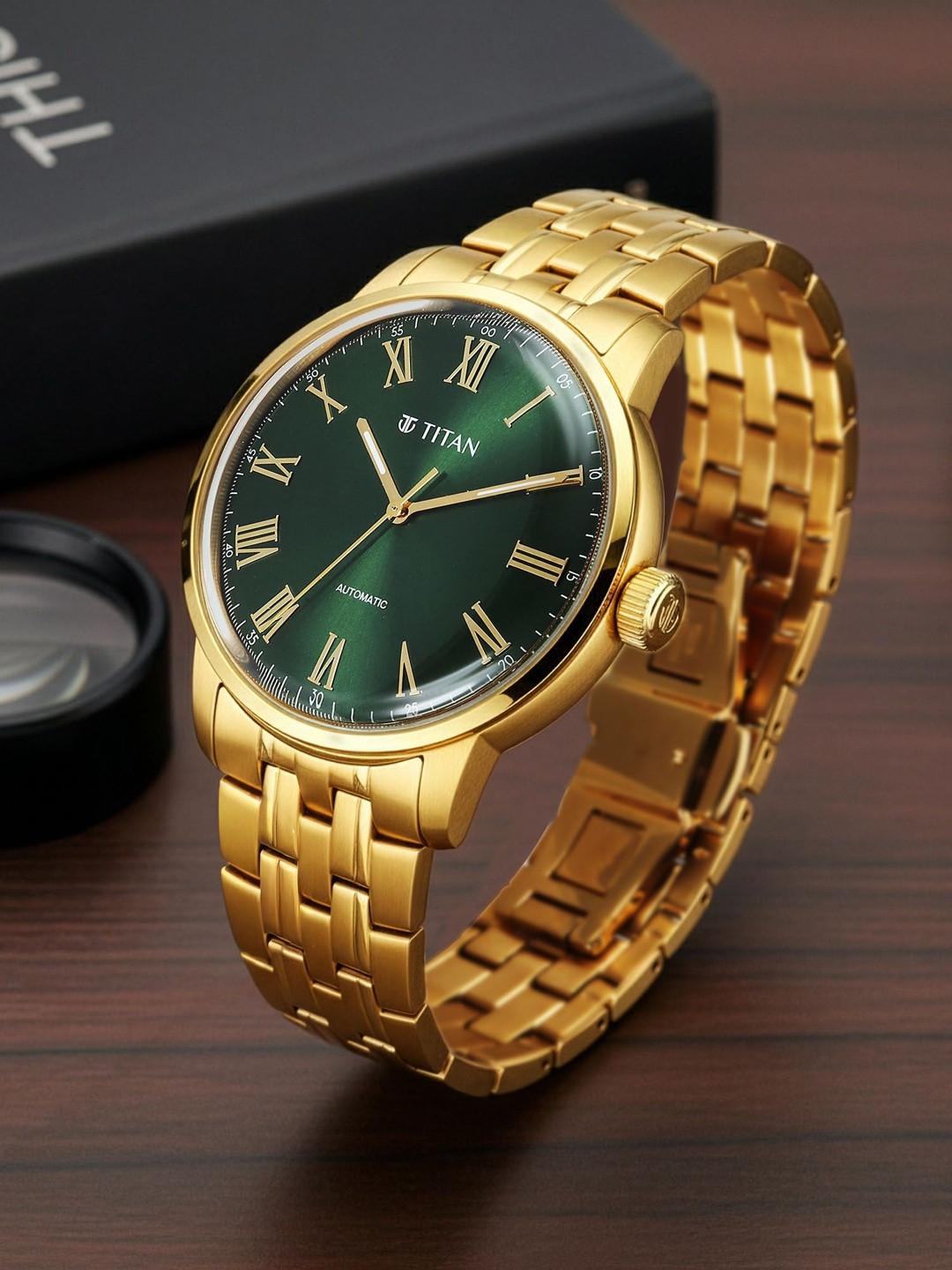 Titan Aurelian Concealed Automatic Analog Green Dial Watch for Men - 90110YM02