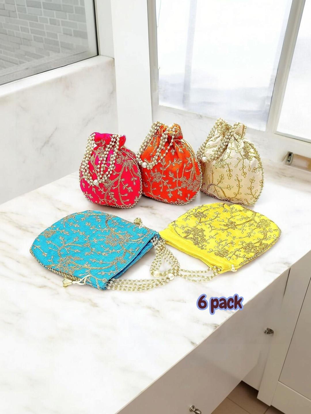 KUJRA Set Of 6 Embroidered Potli Clutches