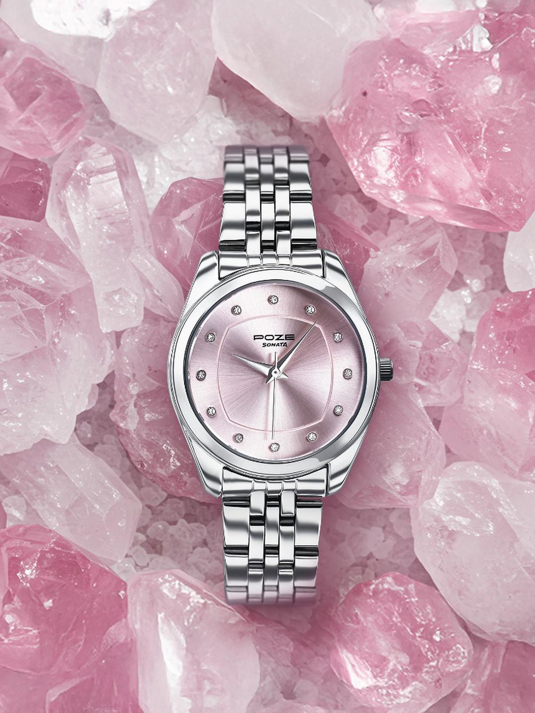 Sonata Poze 7 Analog Pink Dial Watch For Women - SP80146SM01W