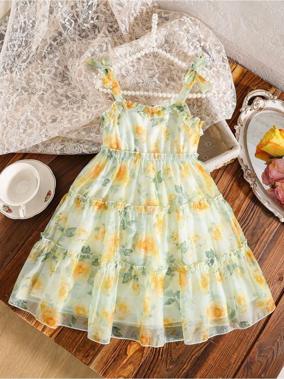 Sangria Printed Cotton Round Neck Fit & Flare Knee Length Dresses