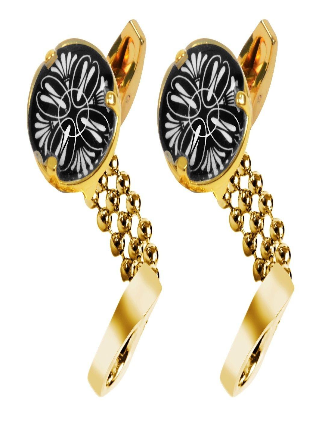 Curren Gold-Plated Contemporary Textured Chain Knot Cufflinks