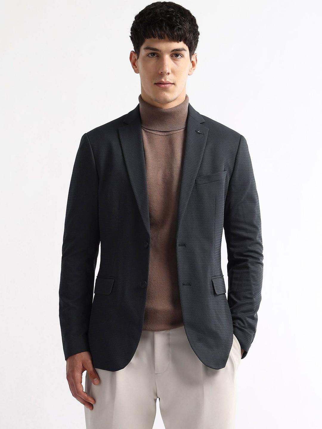 Arrow Zero Calorie Textured Slim-Fit Single Breasted Blazer