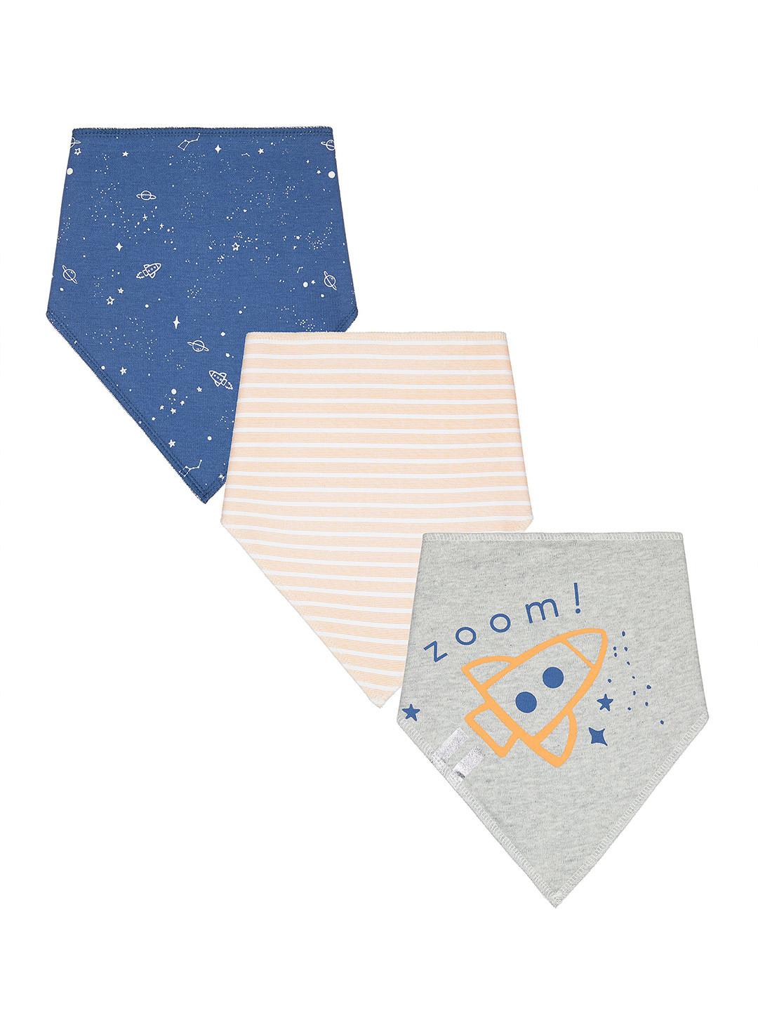 mothercare Infants Boys Pack Of 3 Printed Bibs With Snap Button
