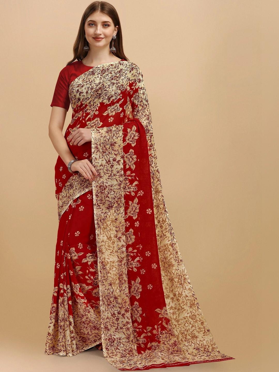 Vibhagyaa Floral Poly Georgette Saree