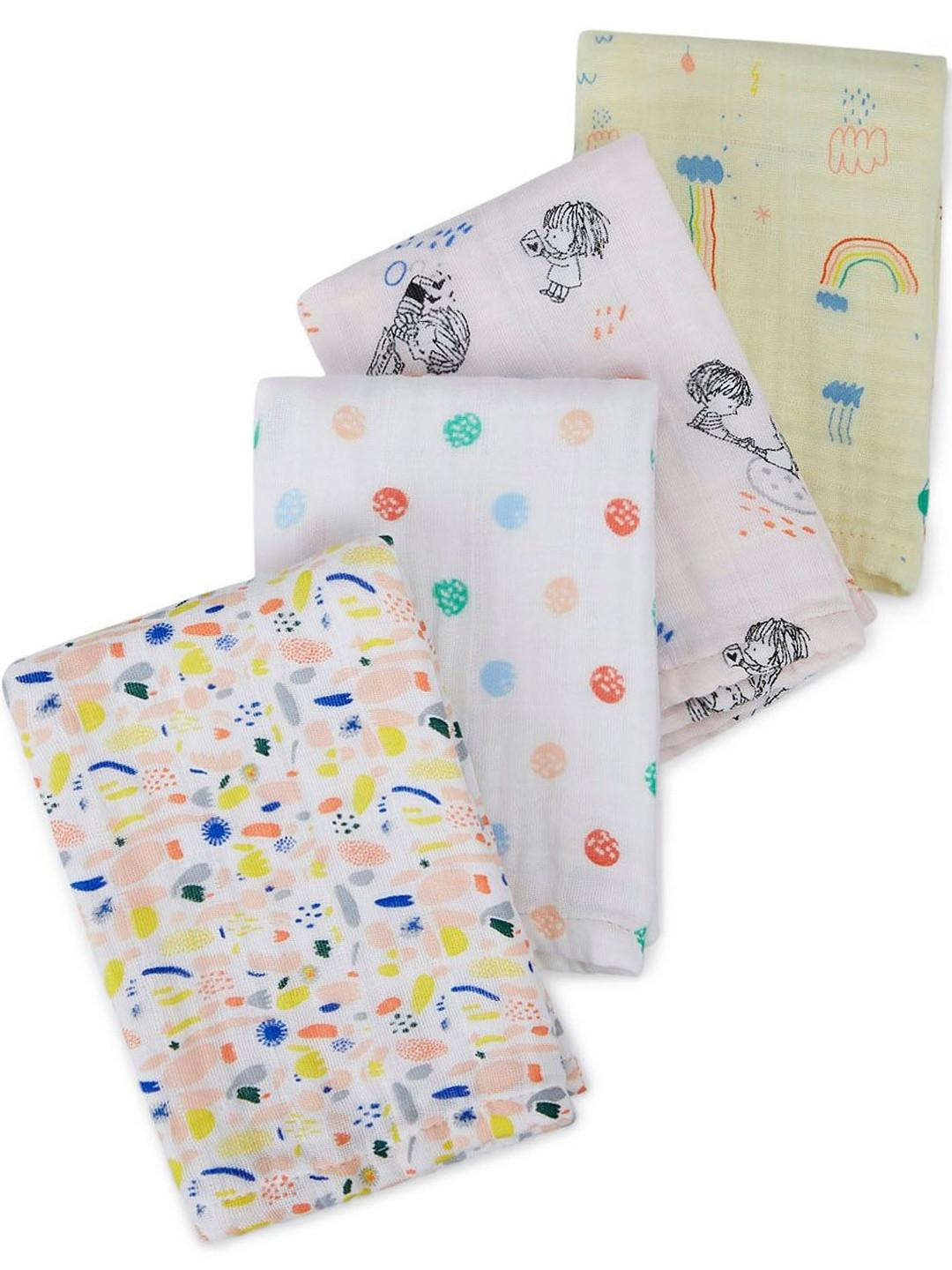 Portico Pack of 4 Infants Little Peaches 100% Cotton Burp Cloth