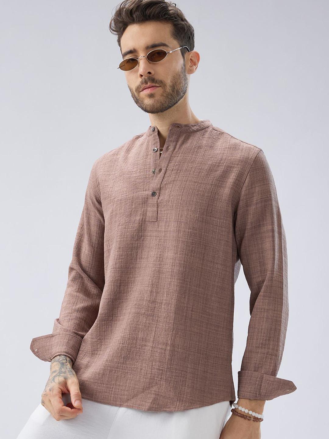 VASTRADO Patchwork Beaver Woven Design Polyester Straight Above Knee Kurta