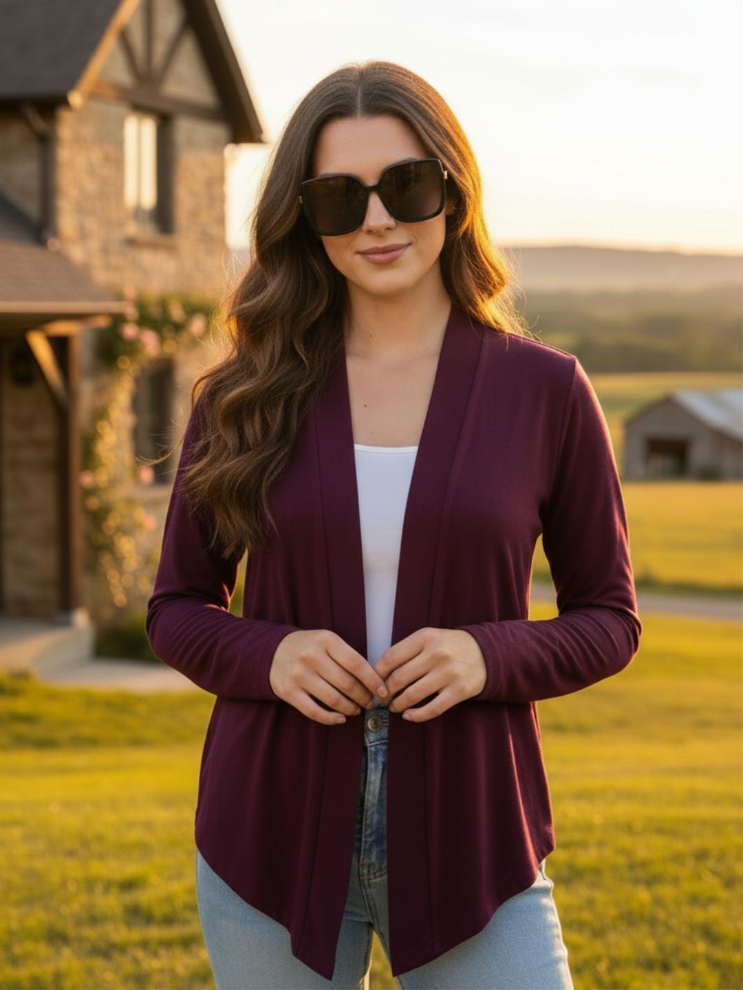 Sera Lightweight Long Sleeves Open Front Shrug
