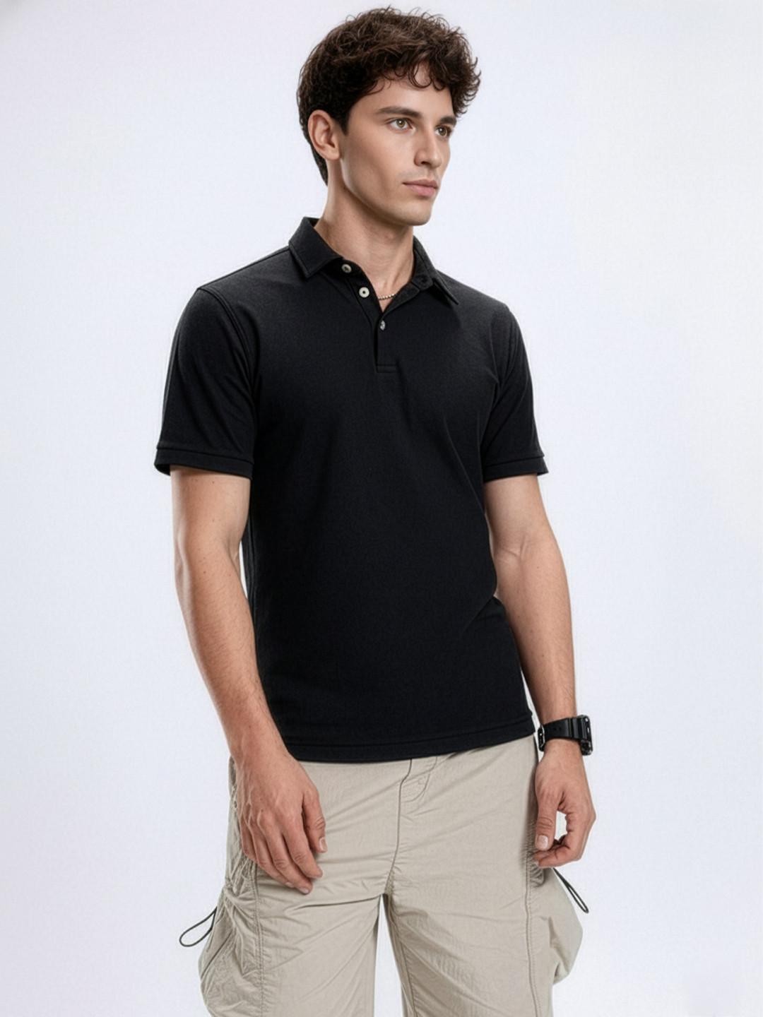 Kook N Keech Solid Pure Cotton Polo Collar T-shirt