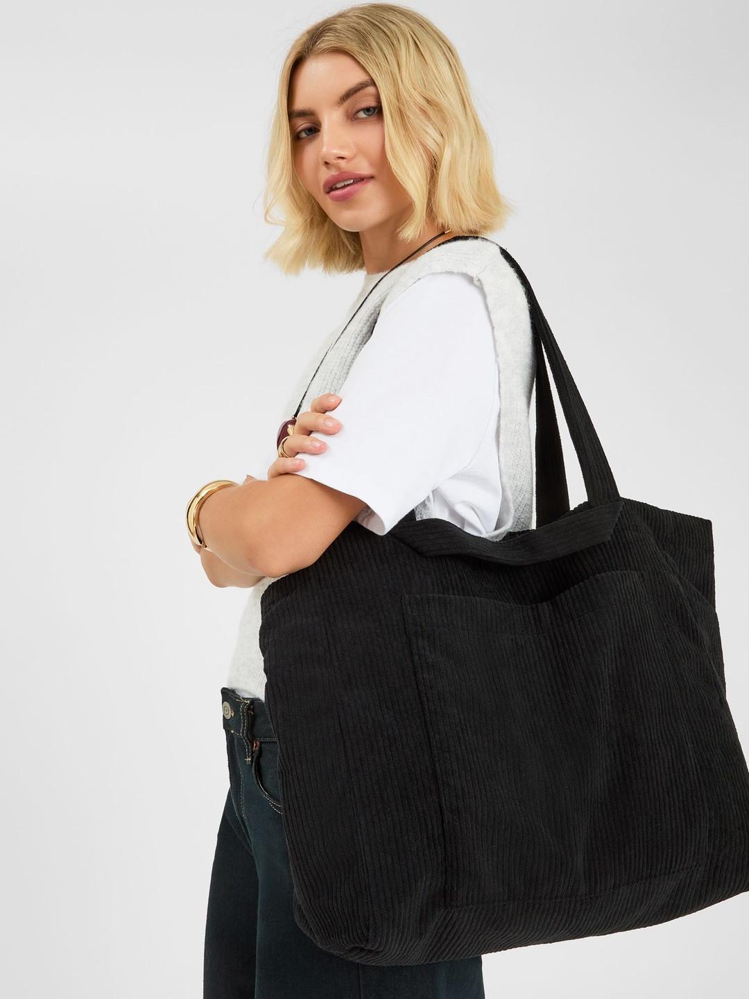 Accessorize London Women's Corduroy Double Strap Shopper Bag