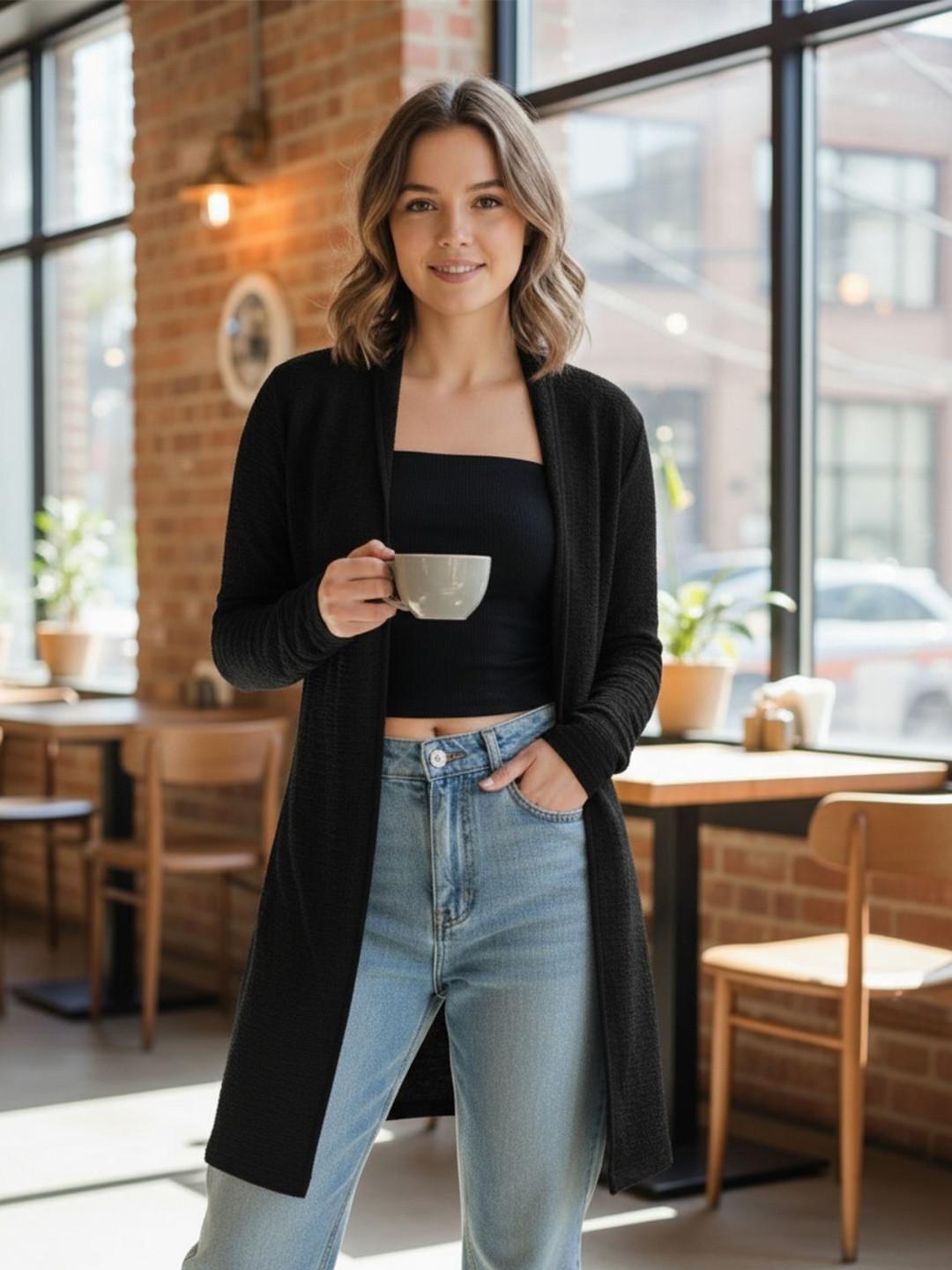 Sera Women Longline Open-Front Shrug