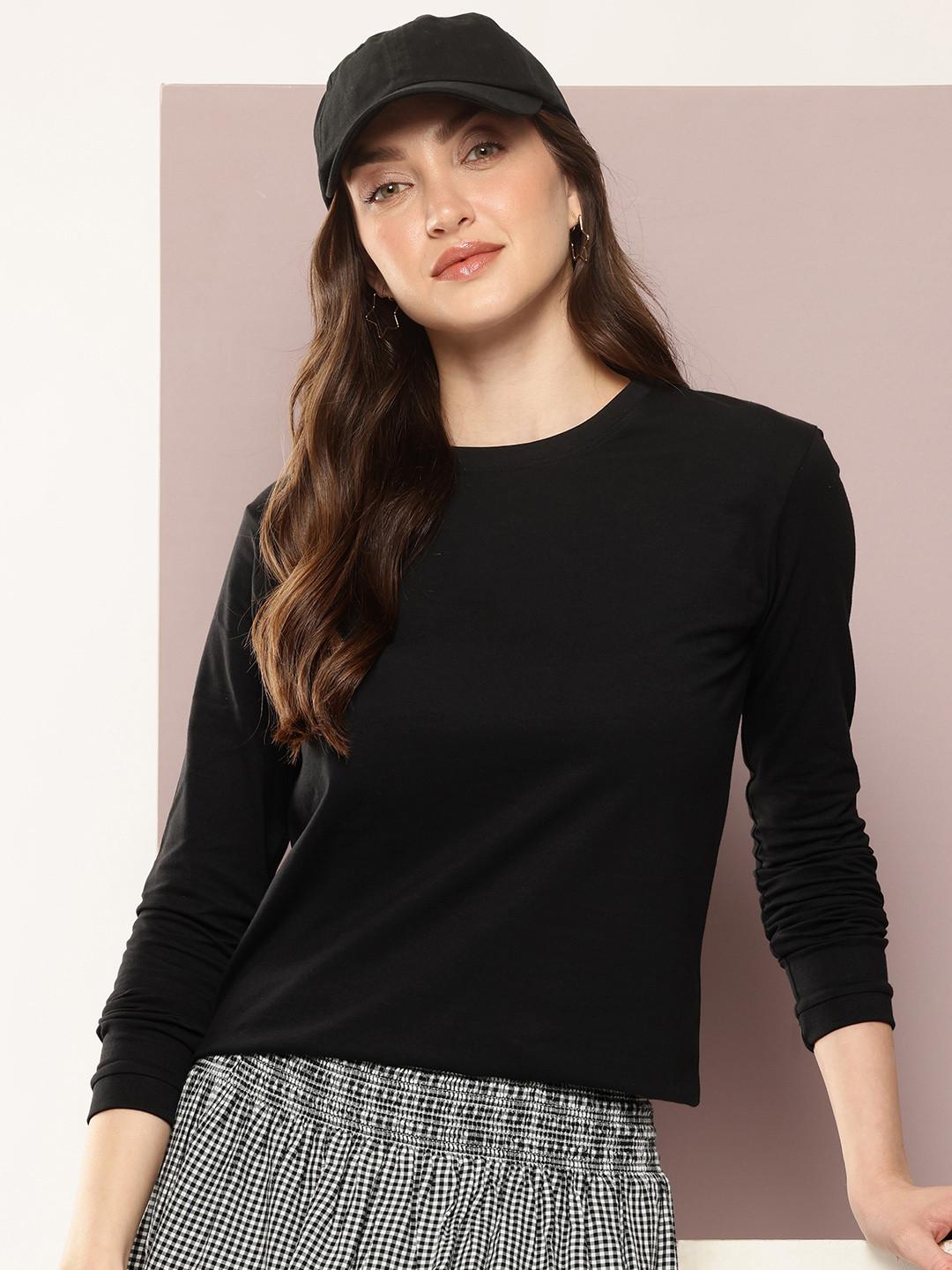 DILLINGER Women Solid Round Neck Regular Fit T-shirt