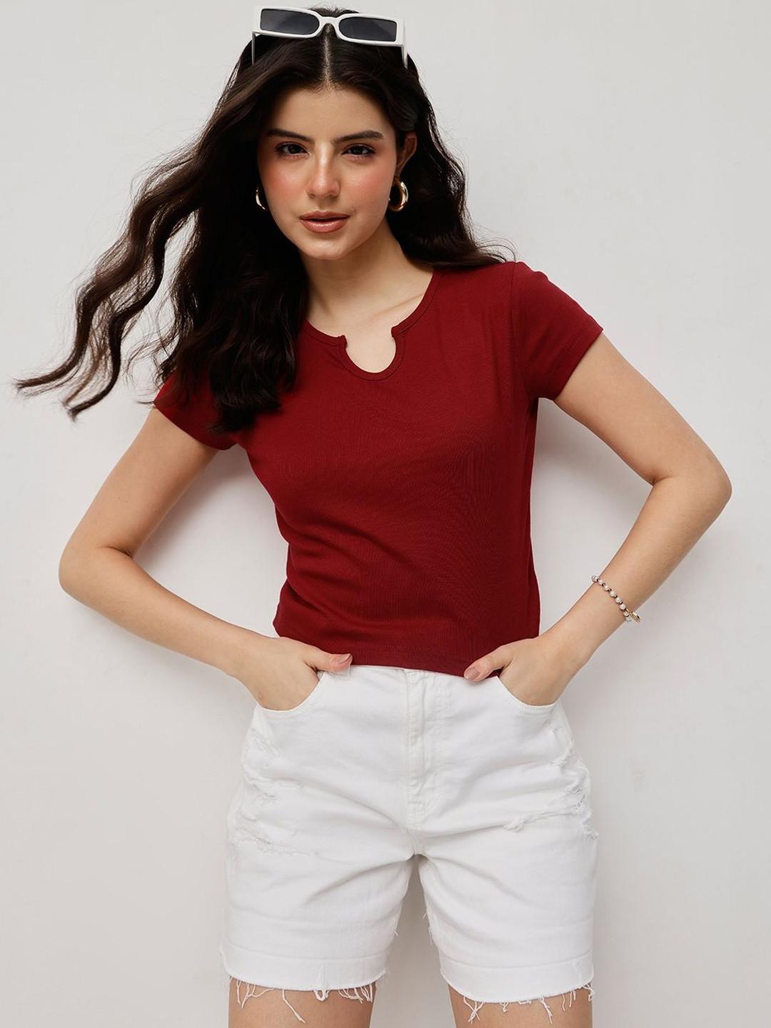 Espresso Keyhole Neck Cotton Crop Top