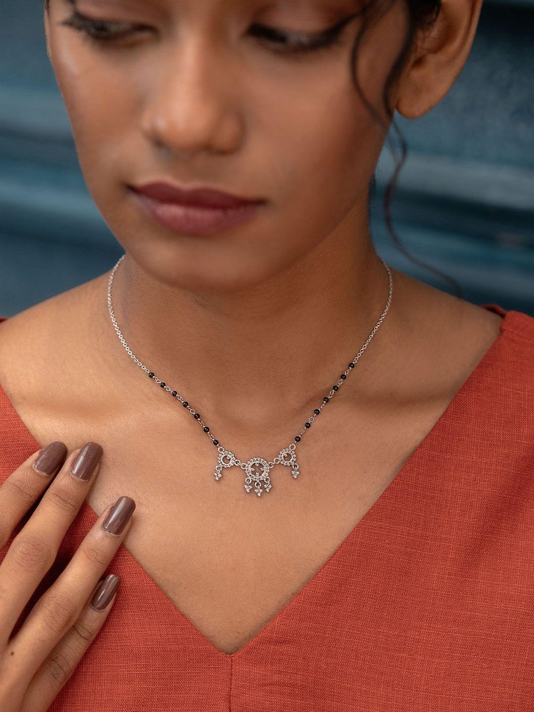 SHAYA 925 Sterling Silver Artificial Beaded Chakra Mangalsutra