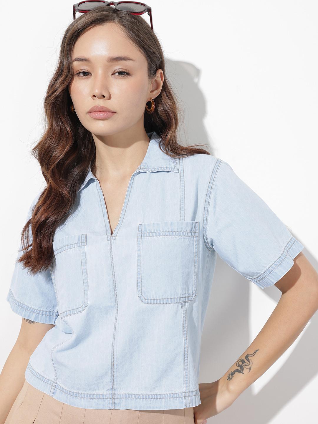 The Roadster Life Co. Pure Cotton Chambray Crop Top