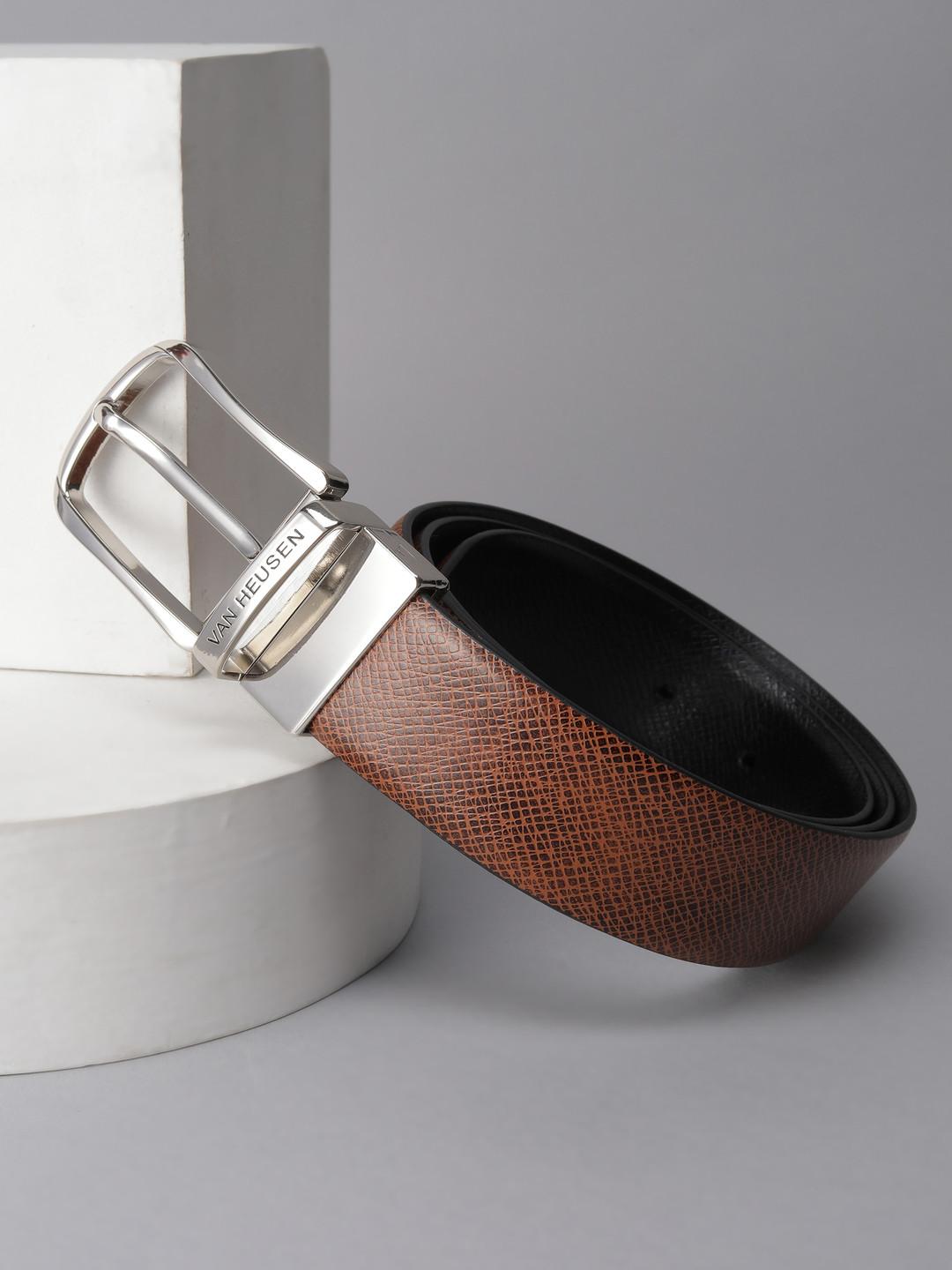 Van Heusen Men Textured Leather Reversible Belt