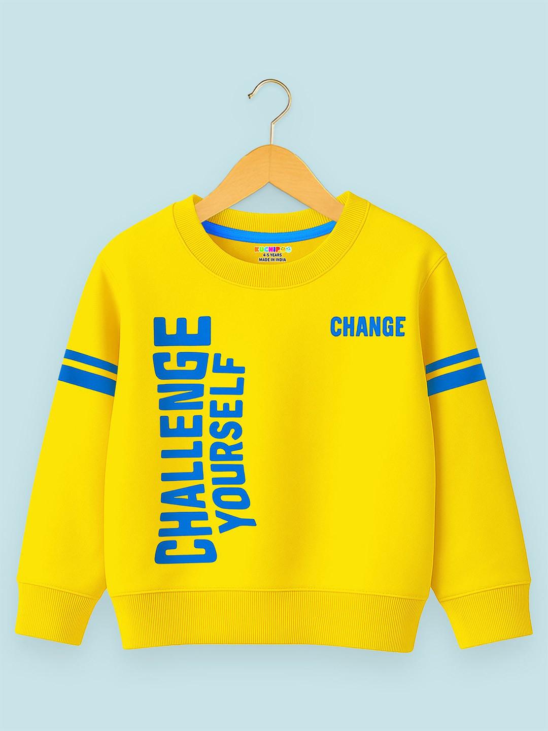 KUCHIPOO Boys Typography Printed Long Sleeves Sweatshirt