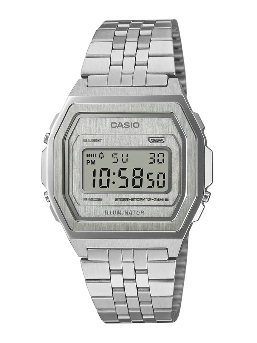 CASIO Vintage A1000A-7DF Silver Digital dial Stainless Steel Band D400