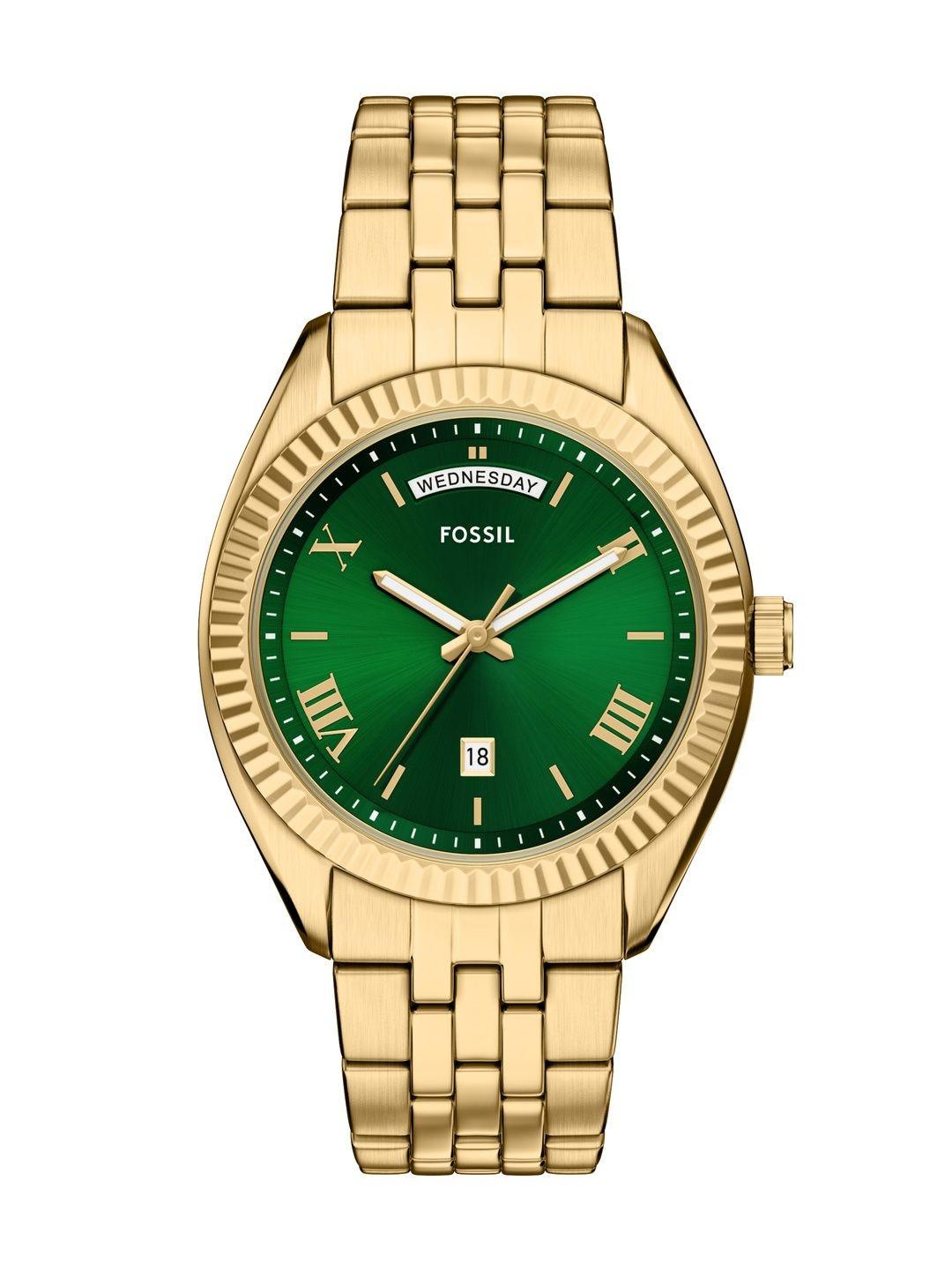 Fossil Men Round Dial & Stainless Steel Straps Analogue Watch FS6142
