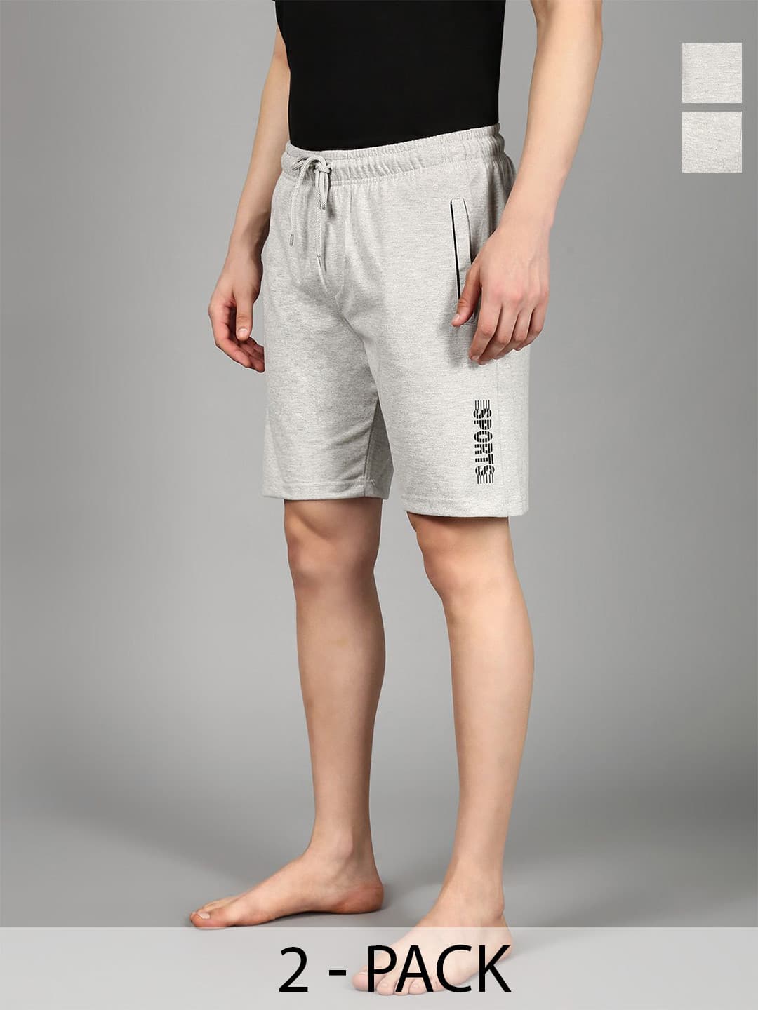 The Roadster Lifestyle Co. Men Pack Of 2 Mid-Rise Pure Cotton Lounge Shorts