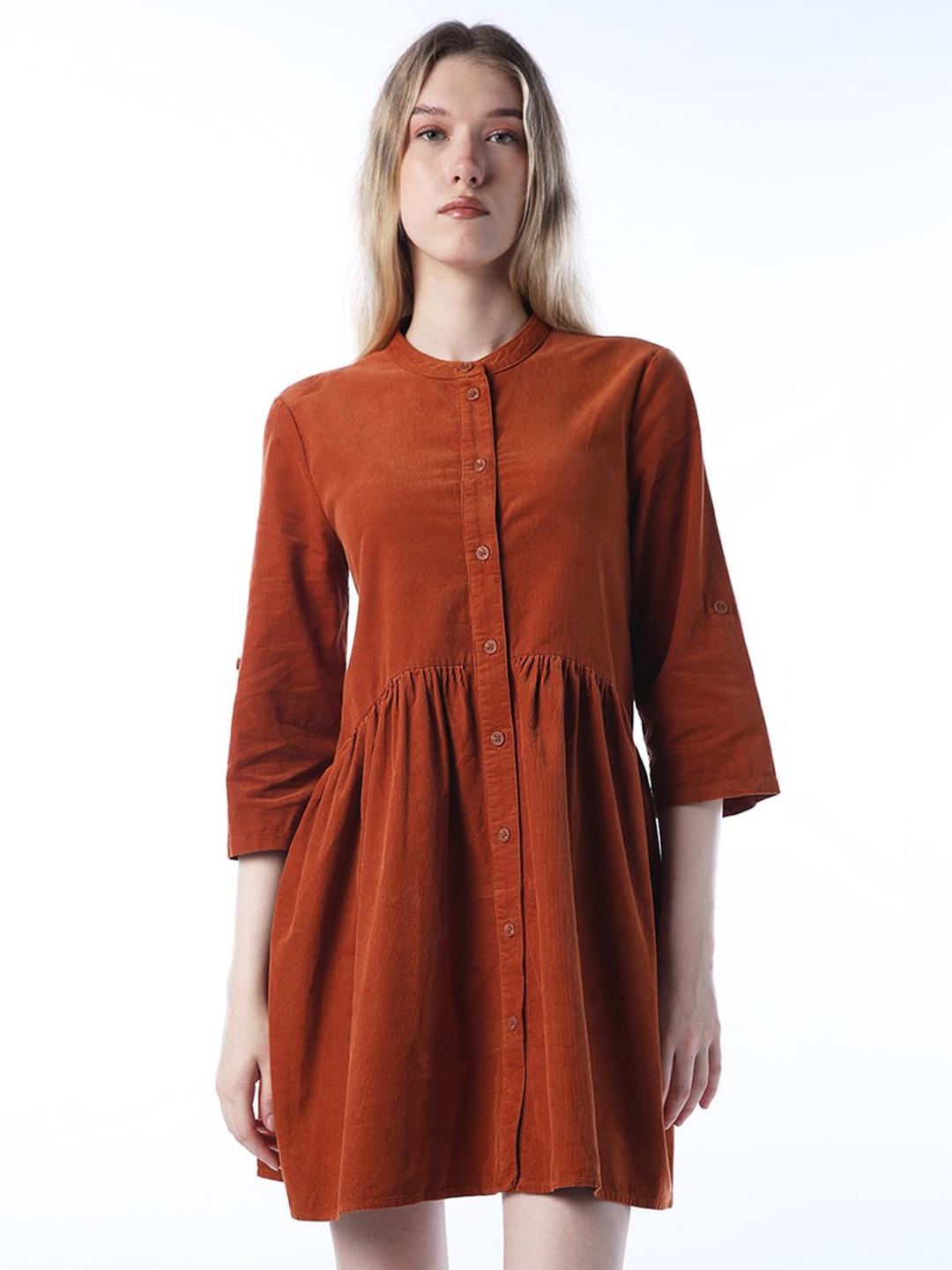 ONLY Women Solid Round Neck Shirt Mini Dress