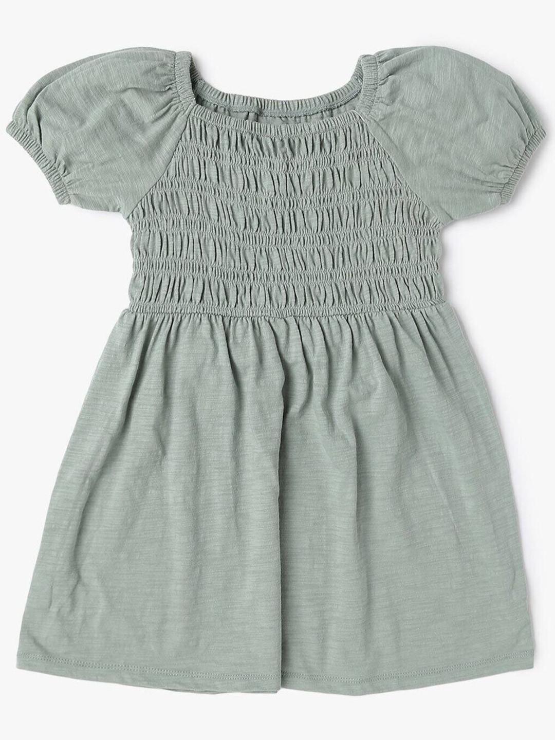 GAP Girls Puff Sleeve Square Neck Smocked Fit & Flare Dress