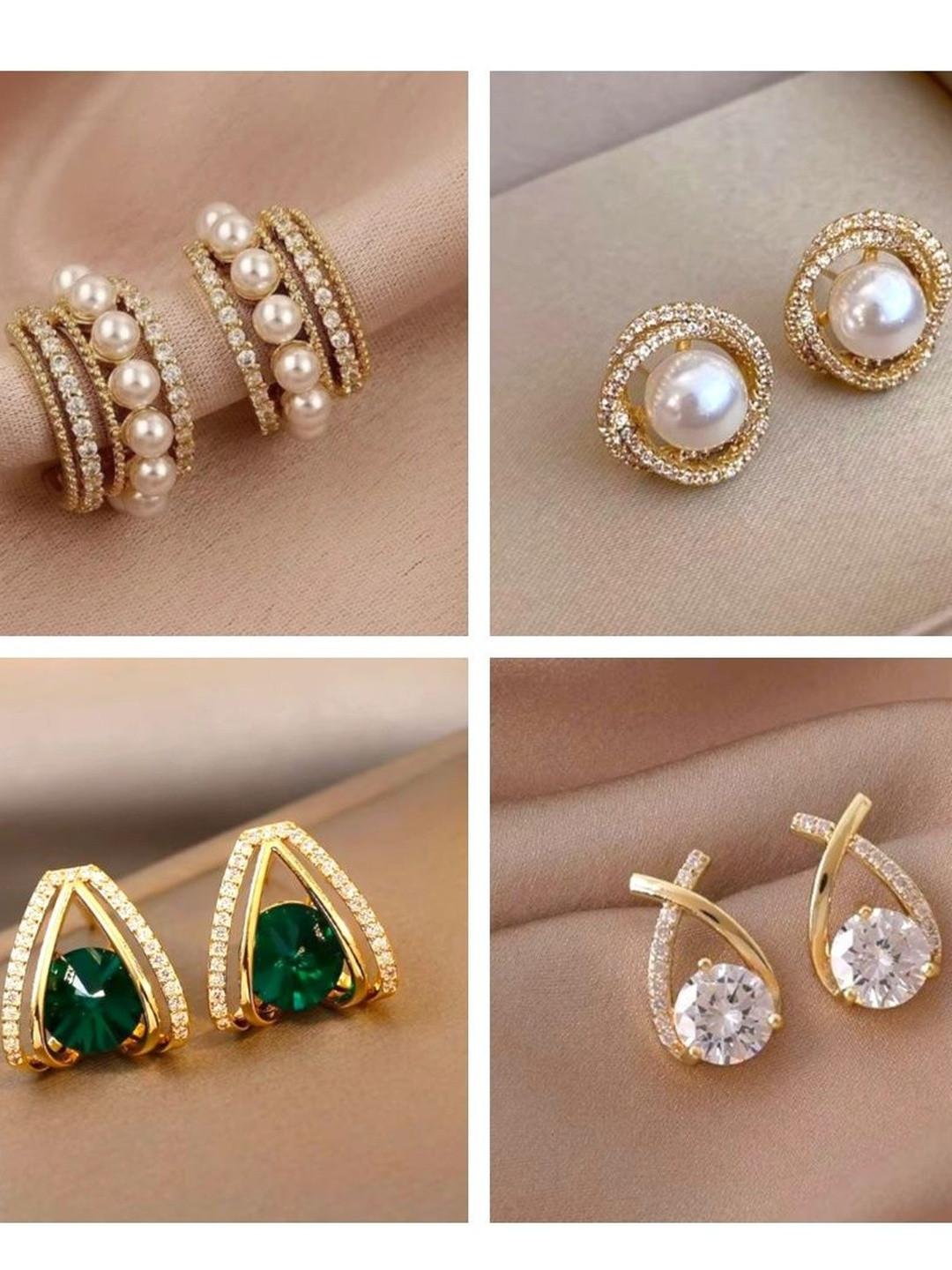 Tiso Women Gold-Plated Alloy Studs
