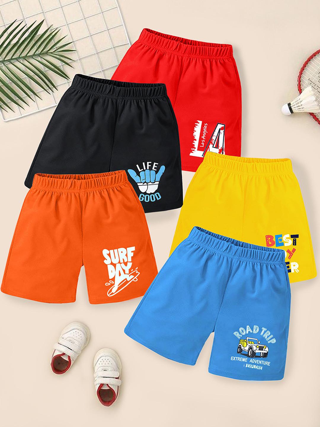 YK Boys Multicolor Pack Of 5 Cotton Regular Fit Cotton Shorts
