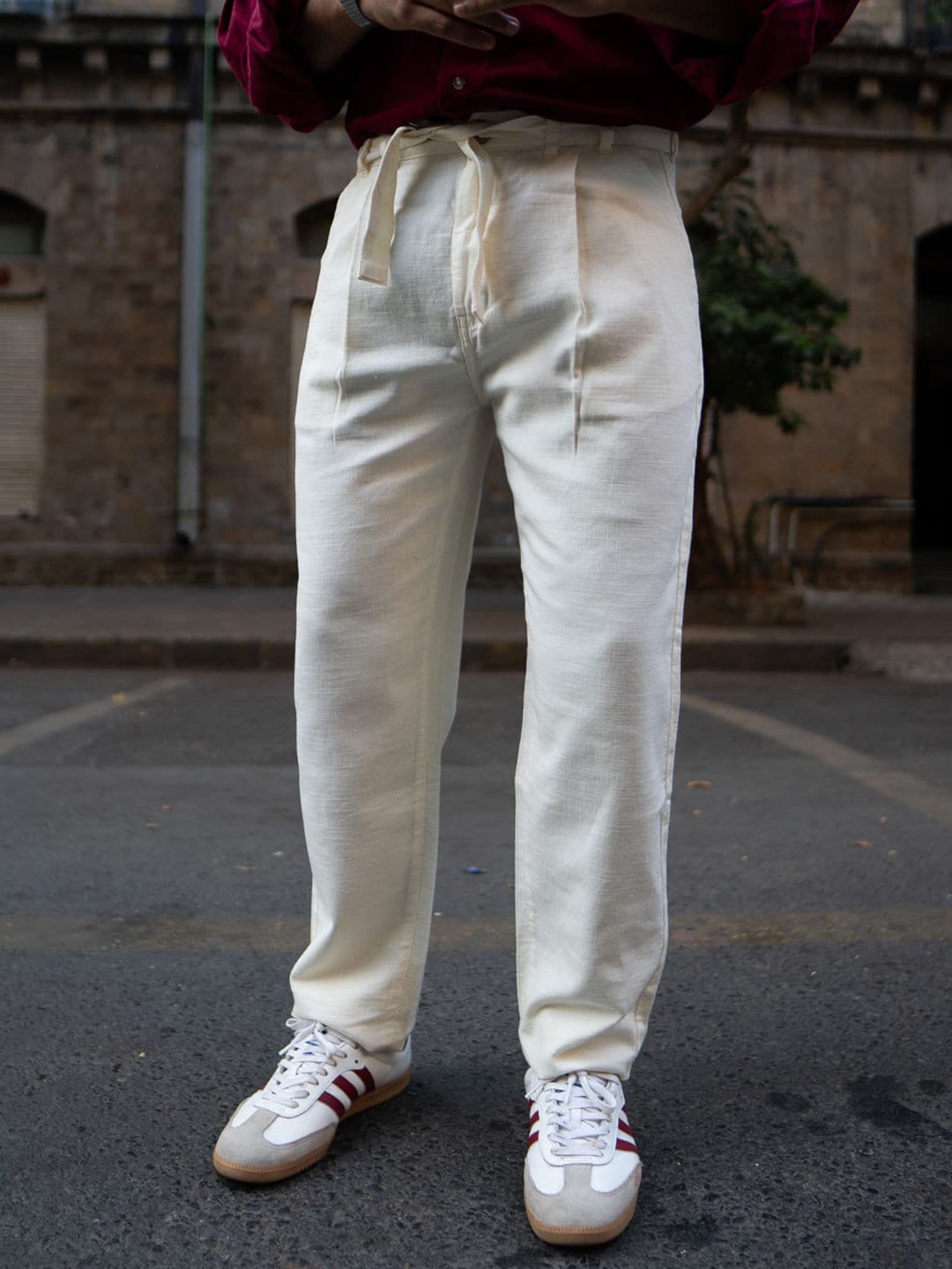 Powerlook Men Cream Solid Regular Fit Cotton Track Pants