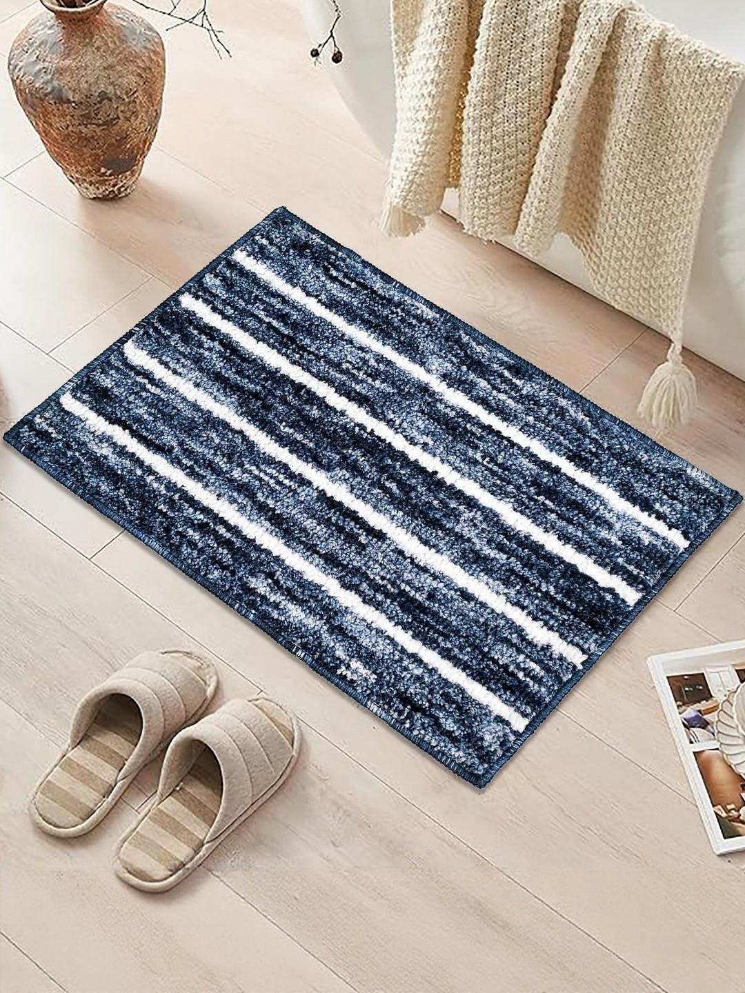 Homzz Blue & White Non Slip Soft Microfiber Bath Mat