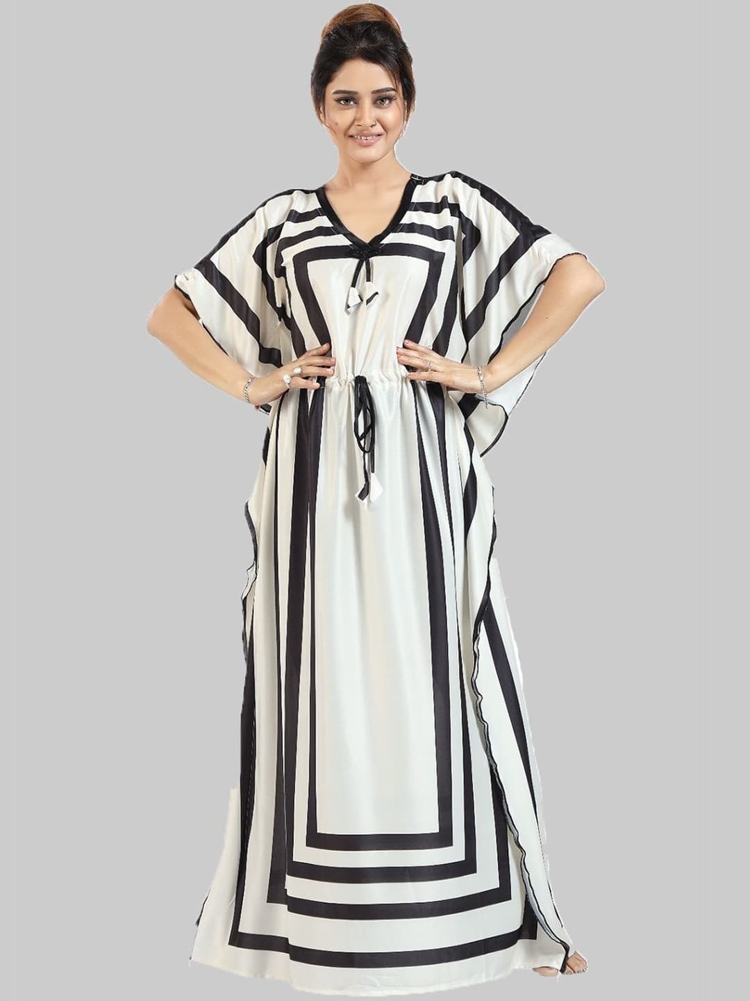 Gutthi Women Printed Maxi Kaftan Nightdress