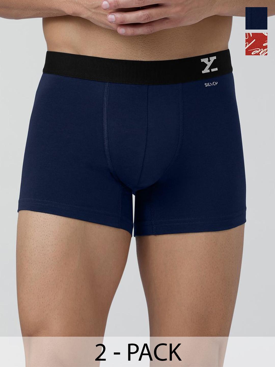 XYXX Men Pack of 2 Solid Printed Cotton Trunk
