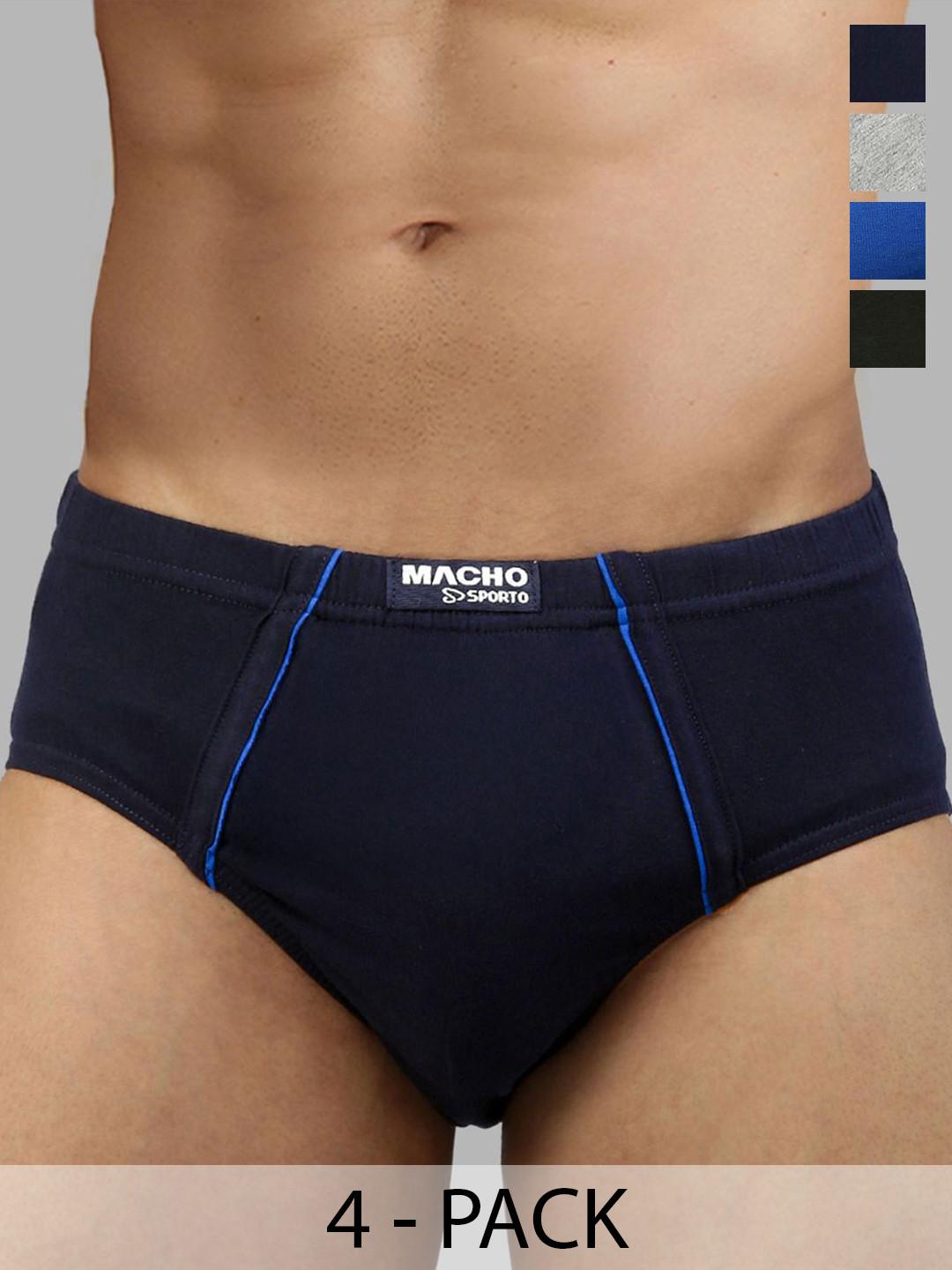 MACHO Pack Of 4 Pure Combed Cotton Anti-Bacterial Basic Briefs