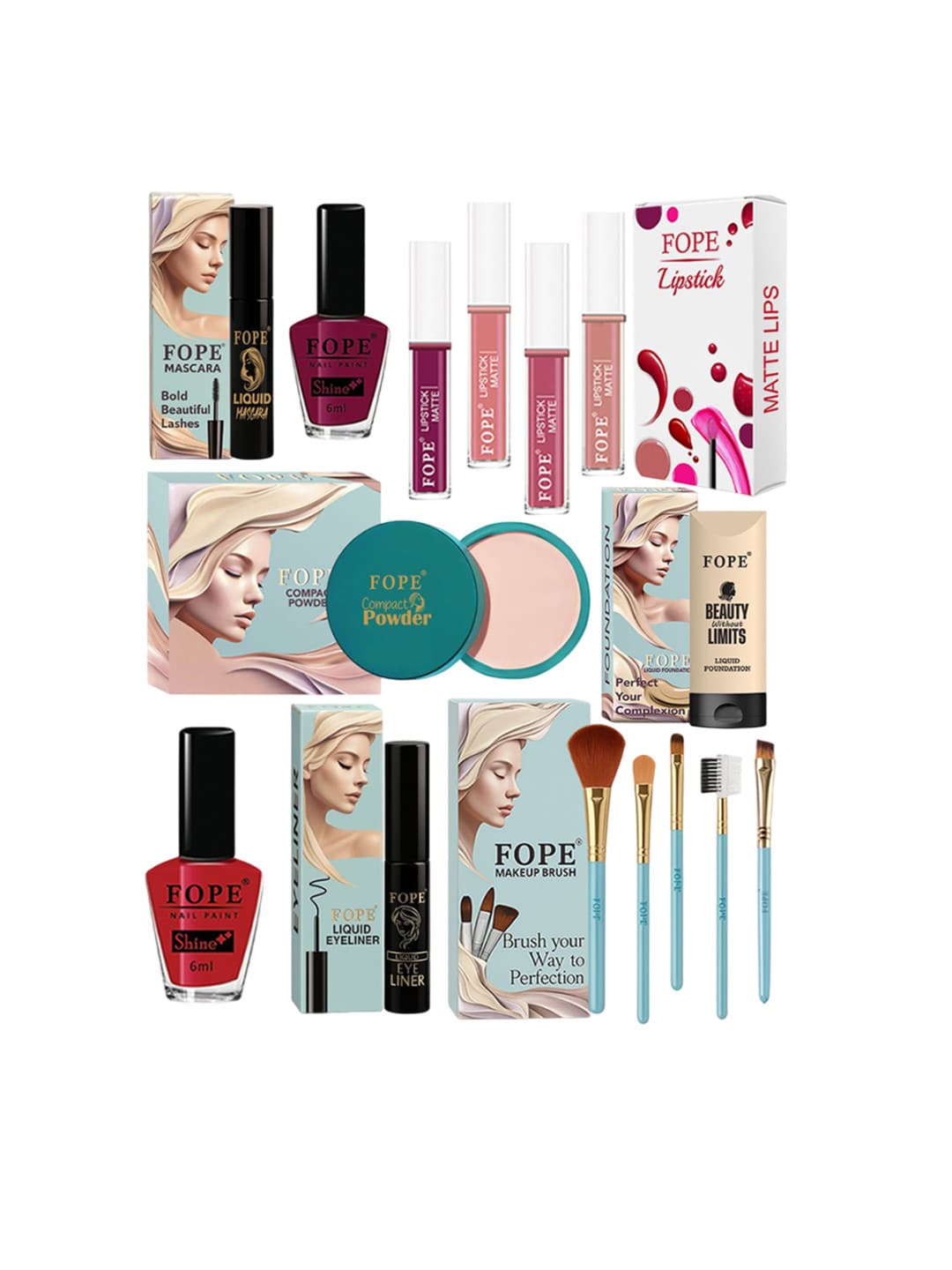 FOPE Set Of 15 All In One Long Lasting Makeup Combo